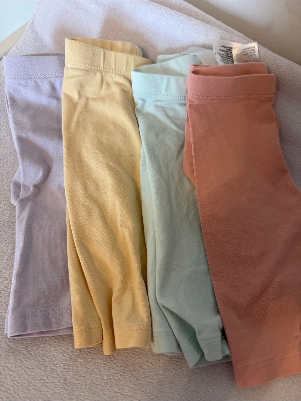 H&M Baby Leggings in Pastel Yellow, Pink, Mint and purple 4pk